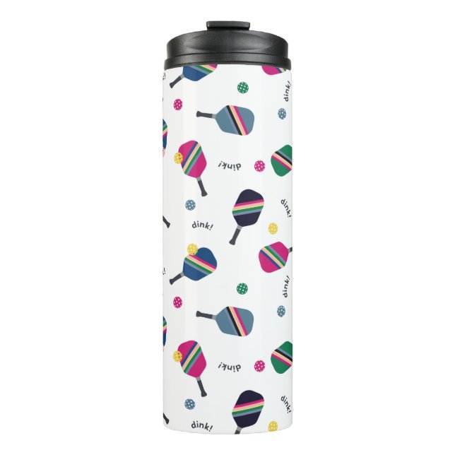 Bouteilles Isothermes Pickleball amusant Sport Paddle rayé Dink Bleu (Devant)