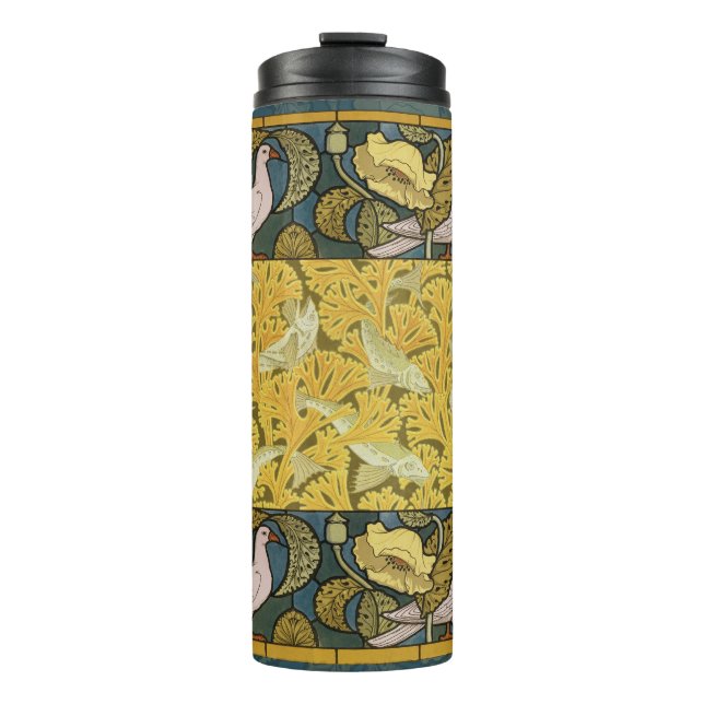 Bouteilles Isothermes Pigeon Blue Yellow Fish Art Nouveau (Devant)