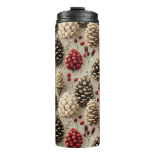 Bouteilles Isothermes Pinecones d'hiver et baies rouges