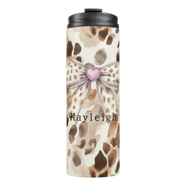 Bouteilles Isothermes Pink Bow Heart Leopard (Devant)