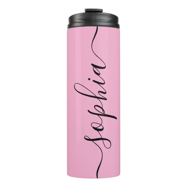 Bouteilles Isothermes Pink Chic Script Custom Name Thermal Tumbler (Devant)