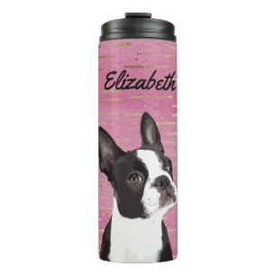 Bouteilles Isothermes Pink Gold Boston Terrier Amoureux des chiens Nom a
