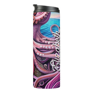 Bouteilles Isothermes Pink Kraken Octopus Tentacles Nom personnalisé