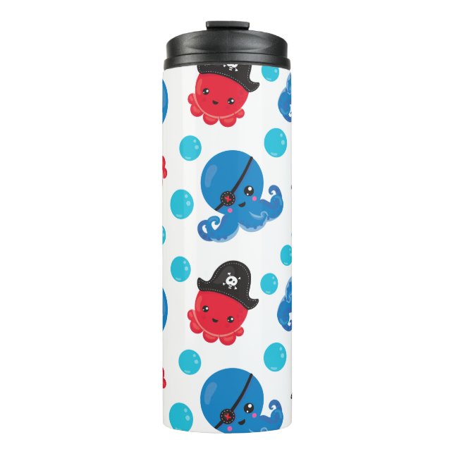 Bouteilles Isothermes Pirate Octopus, Motif de pieuvre, Animaux de mer (Devant)