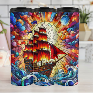 Bouteilles Isothermes Pirate Ship Vitrail Art