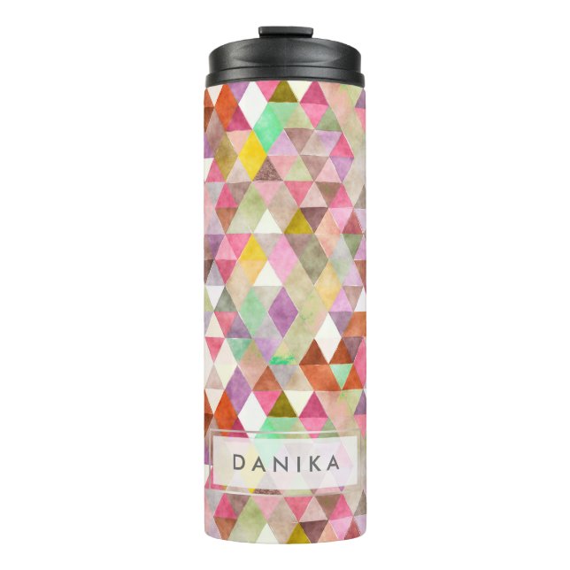 Bouteilles Isothermes PixDezines Aquarelle Boho Géométrique/Triangles (Devant)