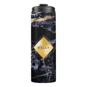 Bouteilles Isothermes PixDezines MIDNIGHT MARBLE BLEU FAUX OR VEINS