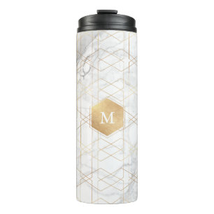 Bouteilles Isothermes PixDezines MONOGRAM MARBRE BLANC+HONEYCOMB