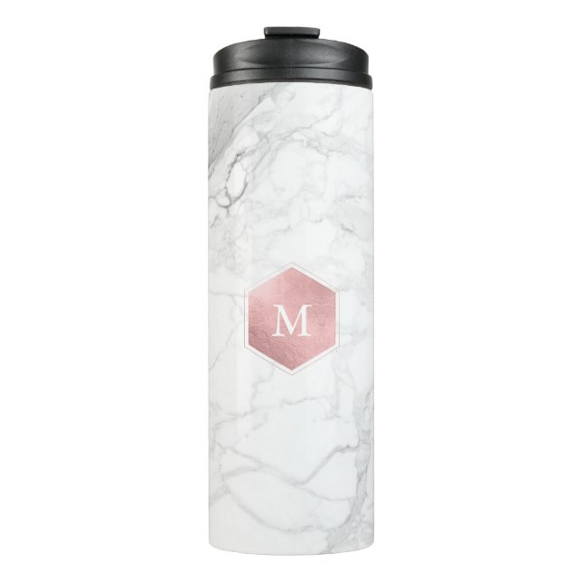 Bouteilles Isothermes PixDezines MONOGRAM MARBRE BLANC+OR ROSE (Devant)
