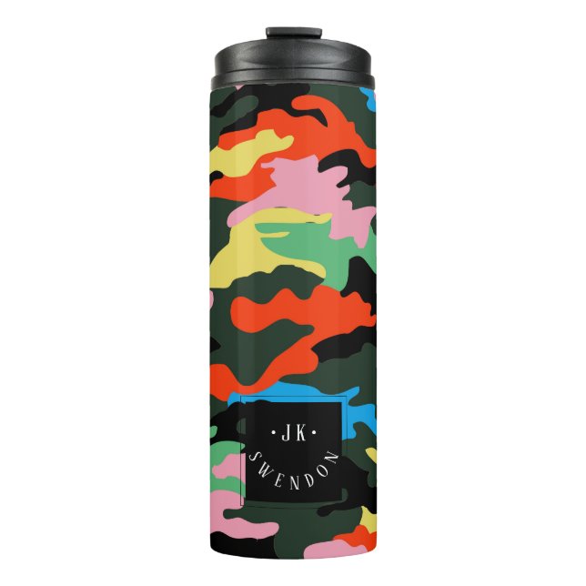 Bouteilles Isothermes PixDezines Monogramme Neon Couleurs Camouflage (Devant)