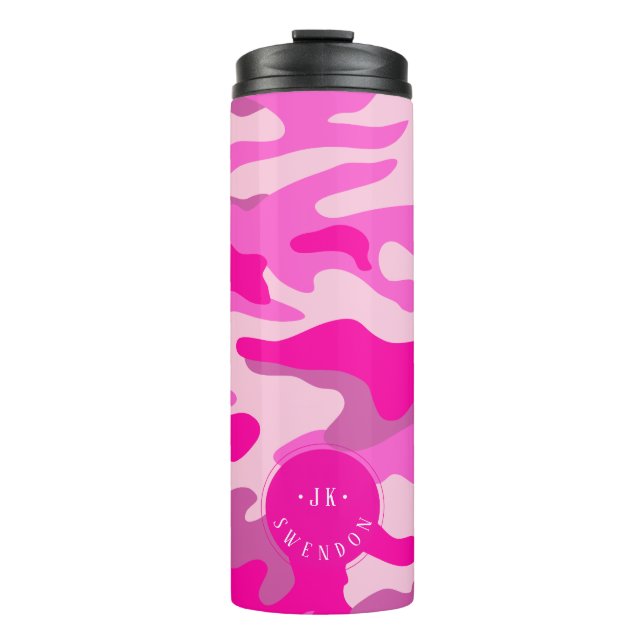 Bouteilles Isothermes PixDezines Monogramme Sassy Camouflage rose (Devant)