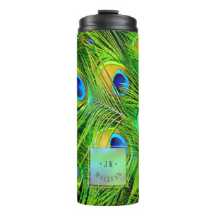 Bouteilles Isothermes PixDezines Peacock Feather Electric Lime Green