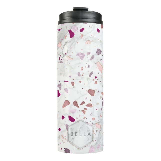 Bouteilles Isothermes PixDezines TERRAZZO OR ROSE, ARGENT BURGUNDY (Devant)
