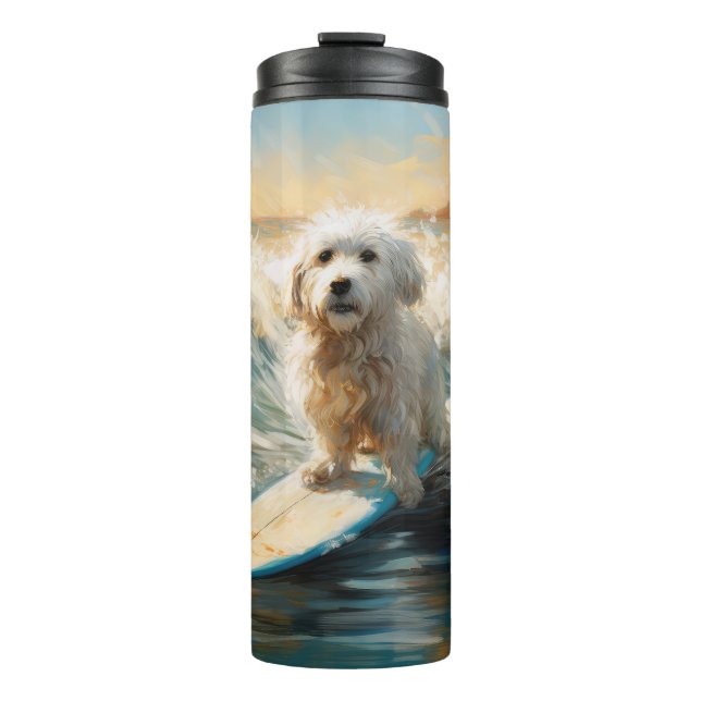 Bouteilles Isothermes Plage de Coton De Tulear Peinture de surf (Devant)