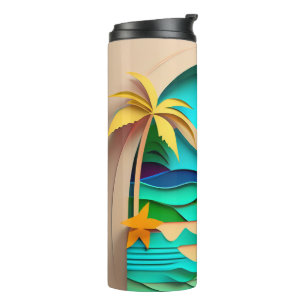 Bouteilles Isothermes Plage tropicale de Papercraft 3D