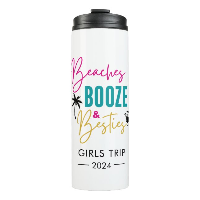 Bouteilles Isothermes Plages Booze et Besties Personnalisées, Voyage des (Devant)