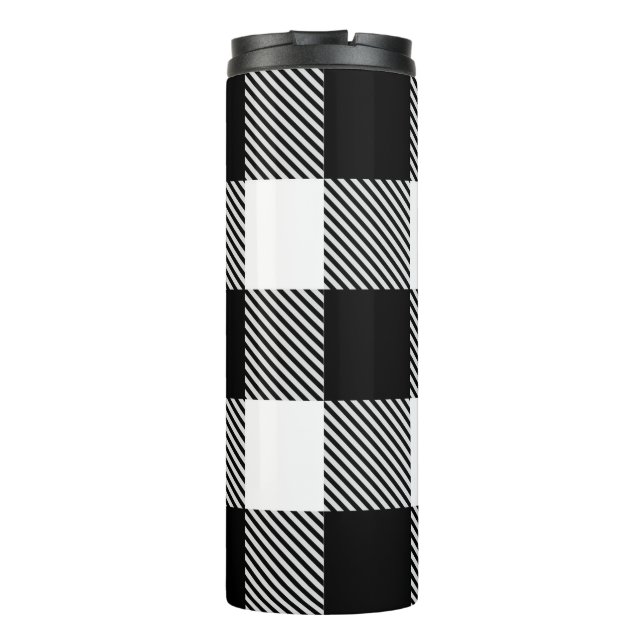Bouteilles Isothermes Plaid blanc noir de Buffalo avec le sergé (Dos)
