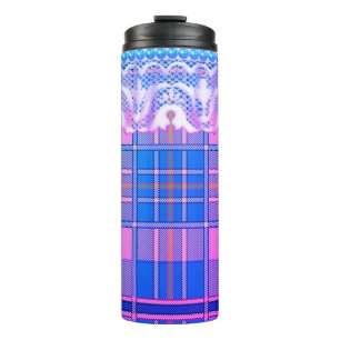 Bouteilles Isothermes Plaid et dentelle violet et rose mignon girly