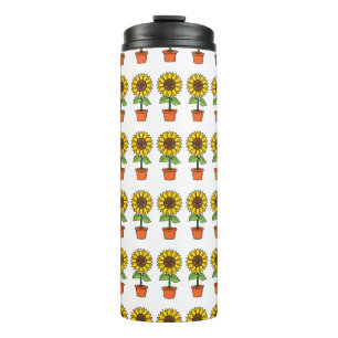 Bouteilles Isothermes Plante de tournesol Kawaii dans un pot