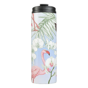 Bouteilles Isothermes Plantes tropicaux et fleurs. Motif sans joint, ret