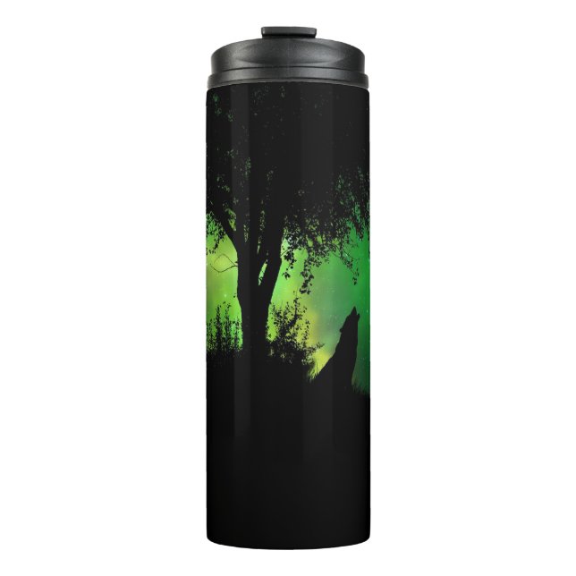 Bouteilles Isothermes Pleine lune Howling Wolf Silhouette sous arbre (Devant)