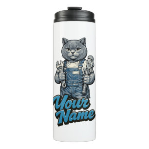 Bouteilles Isothermes Plombier personnalisé avec un chat mignon Scottish