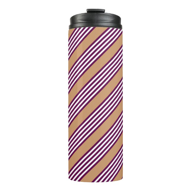 Bouteilles Isothermes Plum et blanc cinq bandes motif avec bronzage (Devant)
