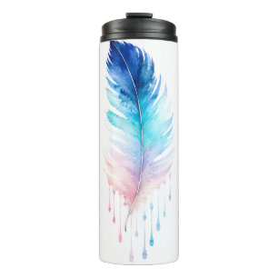 Bouteilles Isothermes Plume Aquarelle Ombre Bleue