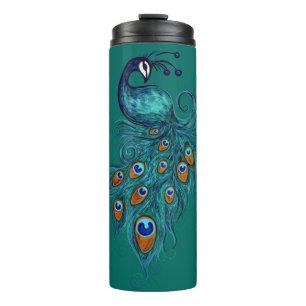 Bouteilles Isothermes Plumes de paon Peacocks Turquoises