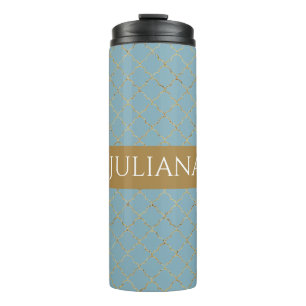 Bouteilles Isothermes Plutôt Glacial Blue Gold Quatrefoil Personnalisé