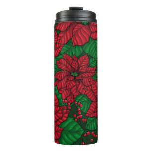 Bouteilles Isothermes Poinsettia, motif de Noël