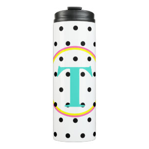 Bouteilles Isothermes Points noirs rose bleu monogramme