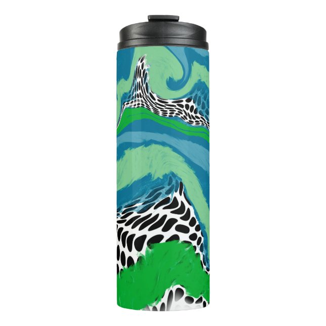 Bouteilles Isothermes Points verts et bleus, noirs et blancs Sage Abstra (Devant)