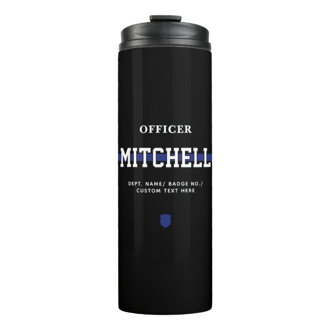 Bouteilles Isothermes Policier personnalisé Ligne Bleue Mince (Devant)