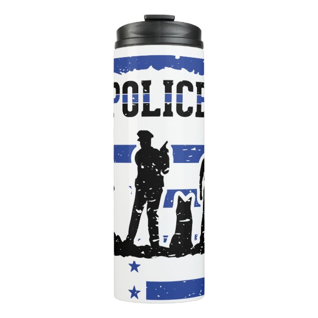 Bouteilles Isothermes Policiers K9 Police, Bleu et Blanc (Devant)