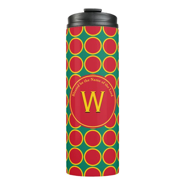 Bouteilles Isothermes POLKA DOT Géométrique Customisé Monogramme rouge (Devant)