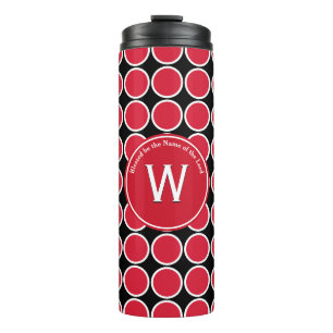 Bouteilles Isothermes POLKA DOT Monogramme géométrique Customisé Rouge