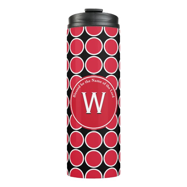 Bouteilles Isothermes POLKA DOT Monogramme géométrique Customisé Rouge (Devant)