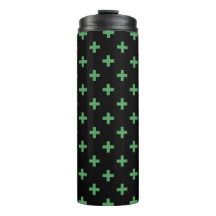 Bouteilles Isothermes Polka verte croise sur noir