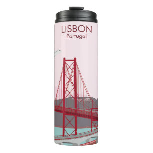 Bouteilles Isothermes Pont de Lisbonne sur le fleuve Tage au style vinta