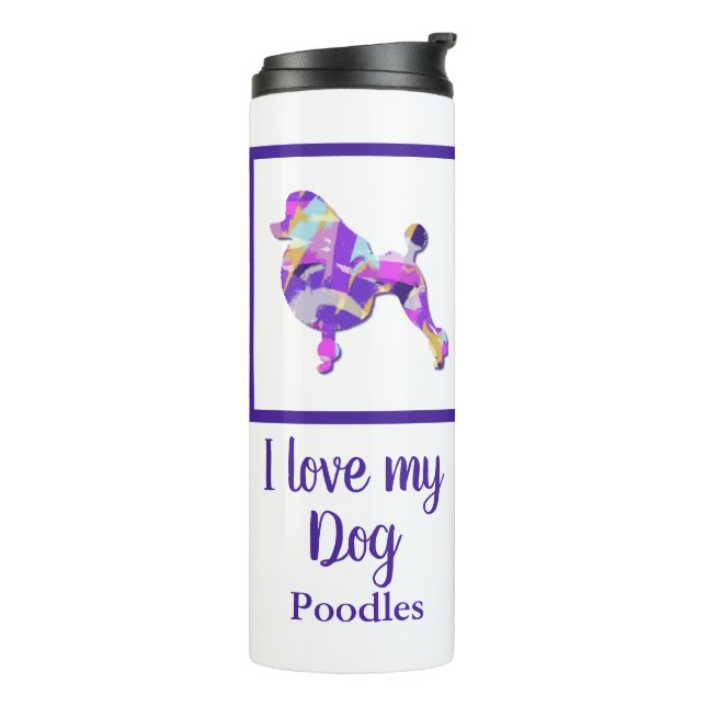 Bouteilles Isothermes Poodle Français mignon Chien Silhouette Purple PY& (Tourné sur la gauche)