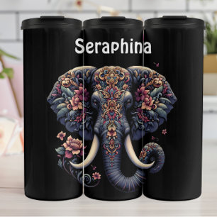 Bouteilles Isothermes Portrait d'éléphant floral : La beauté de Seraphin