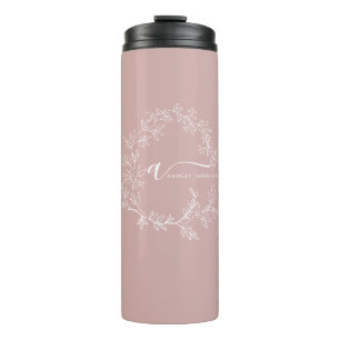 Bouteilles Isothermes Poussière de rose poudré Monogramme Féminin écritu