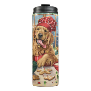 Bouteilles Isothermes Préparation de fêtes de Noël avec Golden Retriever