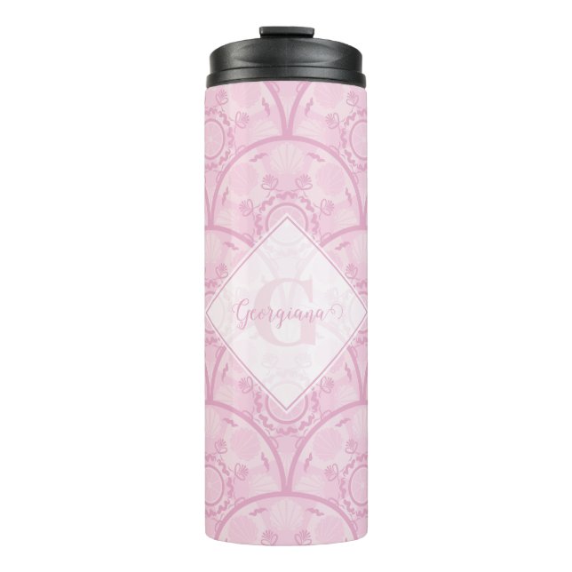 Bouteilles Isothermes Preppy Personnalisée En Mandala Rose Art Déco (Devant)