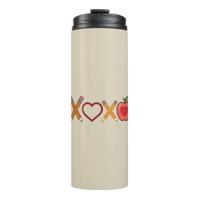 Bouteilles Isothermes Professeur XOXO Crayon Saint Valentin et pomme (Devant)