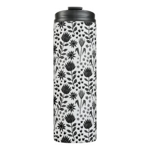 Bouteilles Isothermes Protea Floral Block Imprimer Millefleur noir blanc