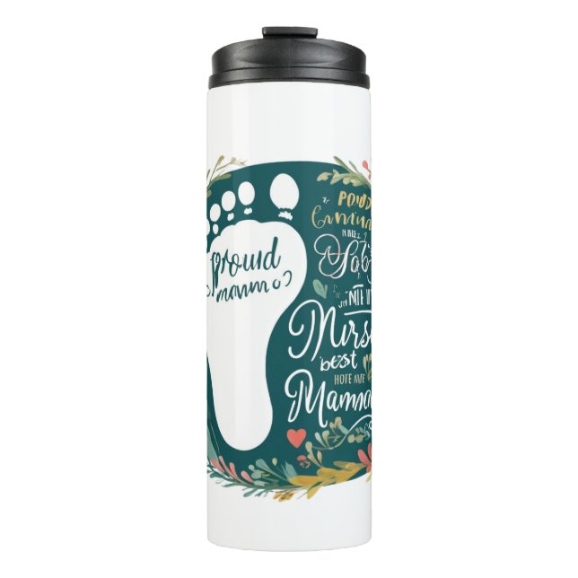 Bouteilles Isothermes Proud Nurse Mama – Floral Baby Footprint Design (Devant)