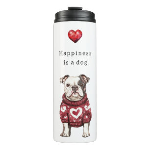 Bouteilles Isothermes Pull rouge coeurs blancs Le bonheur est un chien
