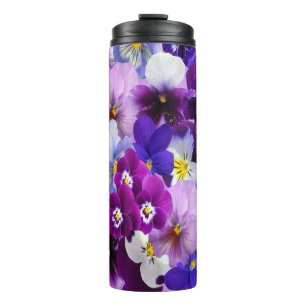 Bouteilles Isothermes Purple Bleu Blanc Pansy Fleurs Florales